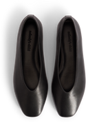 Black Leather High Vamp Ballet Flats