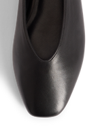 Black Leather High Vamp Ballet Flats