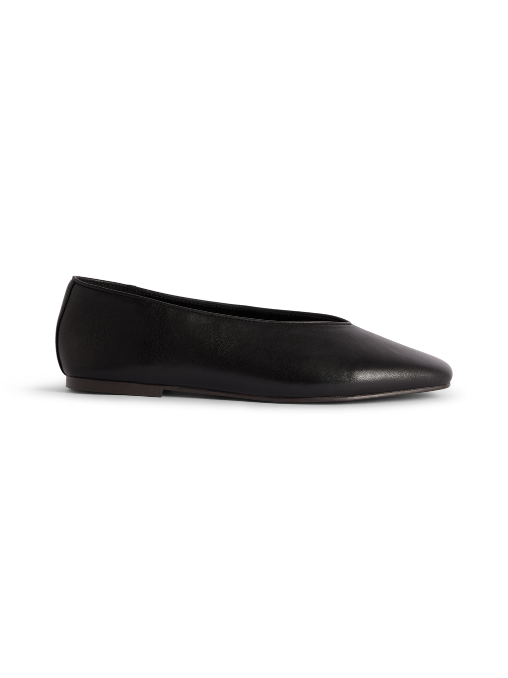 Black Leather High Vamp Ballet Flats