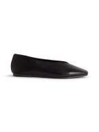 Black Leather High Vamp Ballet Flats