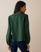 Green Floral Peter Pan Collar Blouse