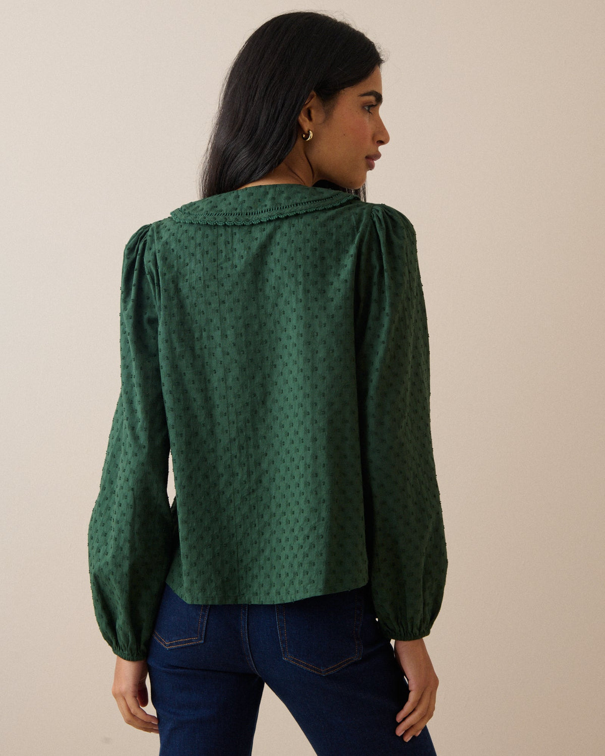 Green Floral Peter Pan Collar Blouse