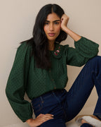 Green Floral Peter Pan Collar Blouse