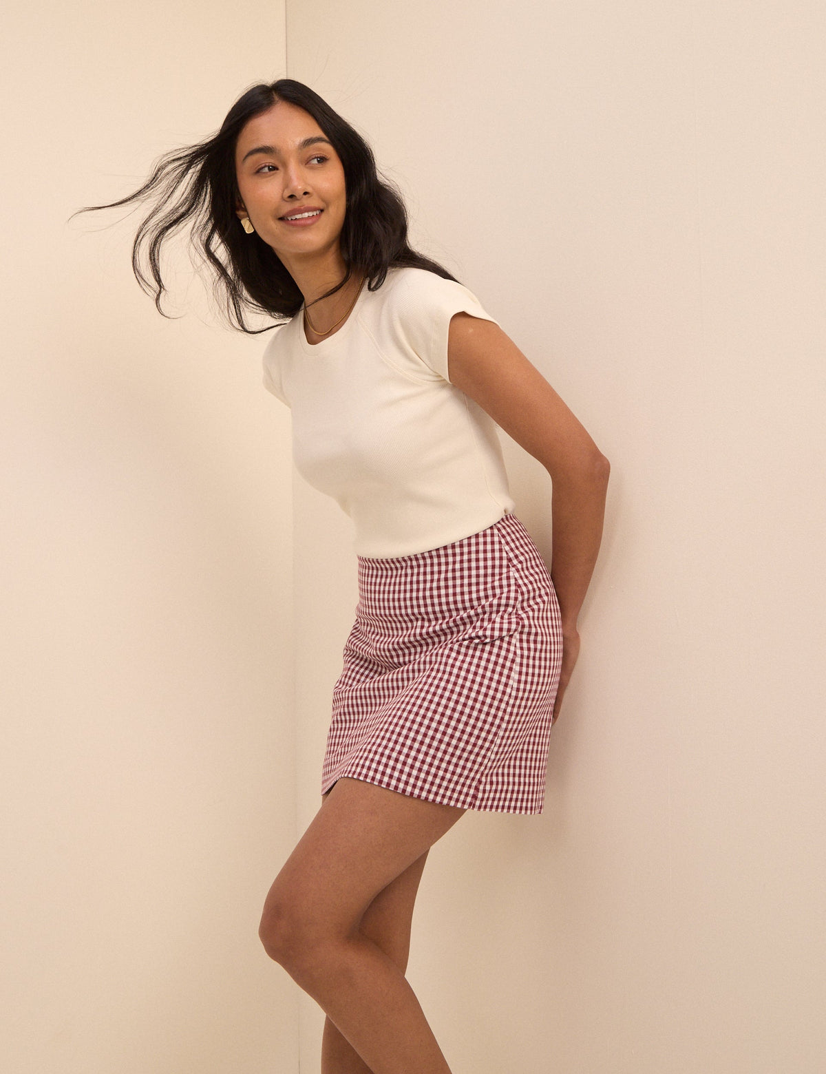 Burgundy Gingham Claudia Mini Skirt