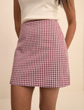Burgundy Gingham Claudia Mini Skirt