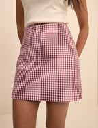 Burgundy Gingham Claudia Mini Skirt