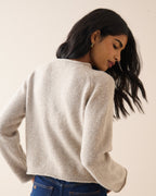 Oatmeal Ribbed Trim Boat Neck Jumper