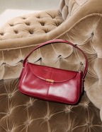 Red Leather Foldover Bag