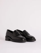 Black Croc-Embossed Chunky Loafers