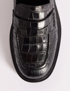 Black Croc-Embossed Chunky Loafers