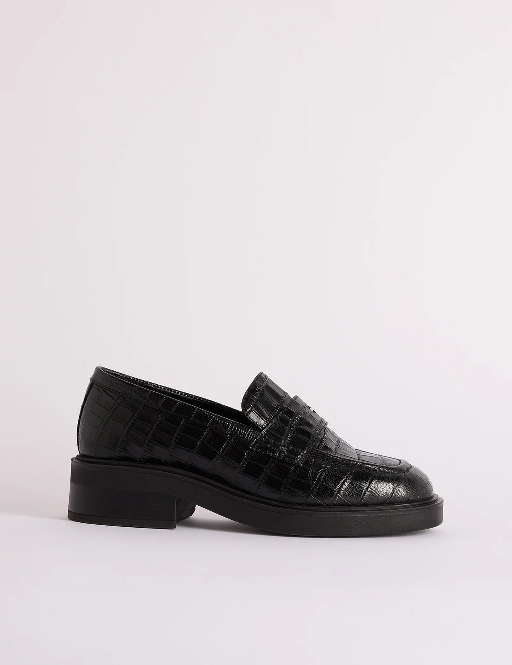 Black Croc-Embossed Chunky Loafers
