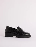 Black Croc-Embossed Chunky Loafers