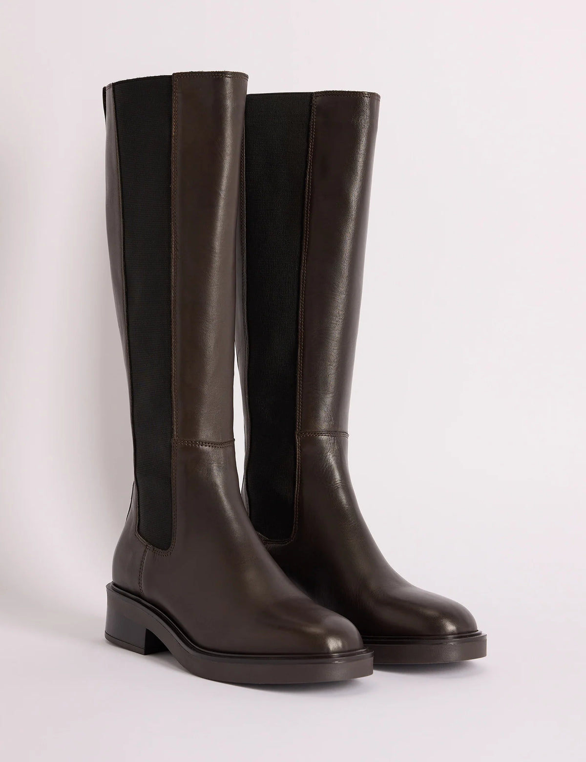 Mahogany Brown Leather Knee High Boots