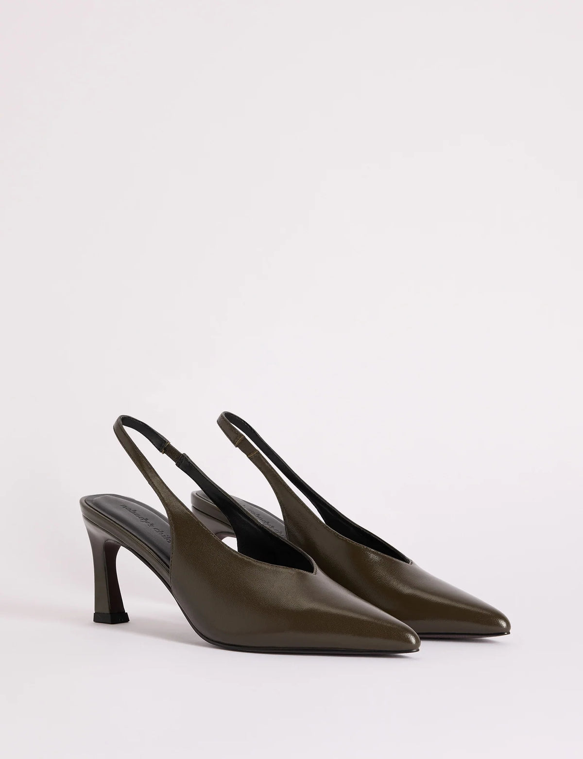 Deep Olive High Vamp Sling Back Heels