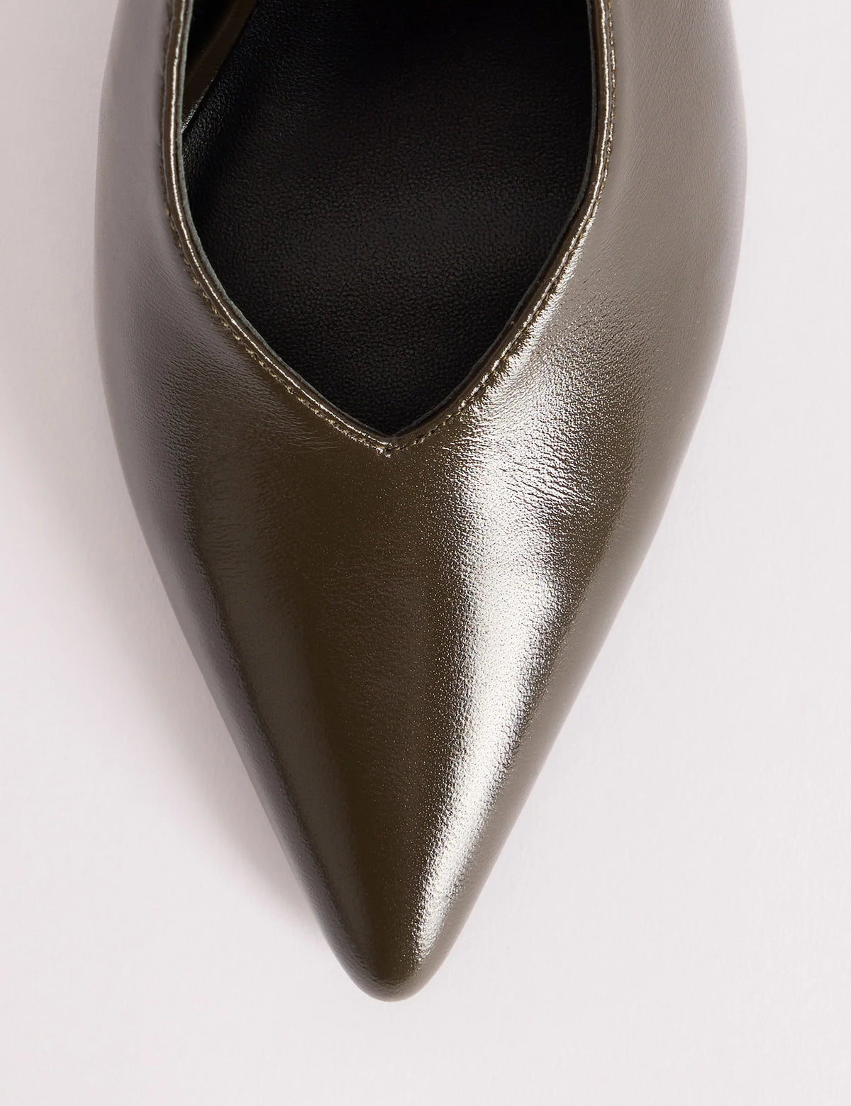 Deep Olive High Vamp Sling Back Heels