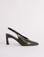 Deep Olive High Vamp Sling Back Heels