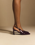 Burgundy High Vamp Sling Back Heels