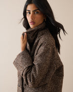 Brown Herringbone Relaxed Coat