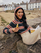 Charcoal Grey Striped Removable Hood Jumper