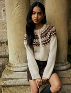 Cream Fair Isle Print Chunky Cardigan