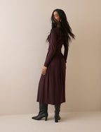Plum Jersey Long Sleeve Ayla Midi Dress