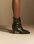 Deep Olive Leather Ottilie Ankle Boots