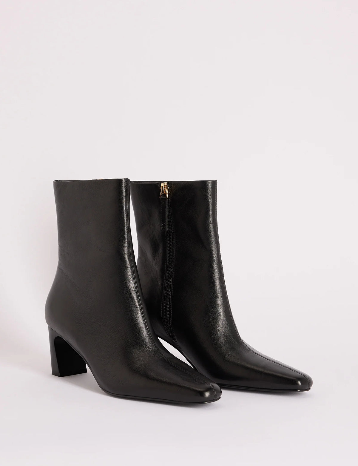 Black Leather Ottilie Ankle Boots