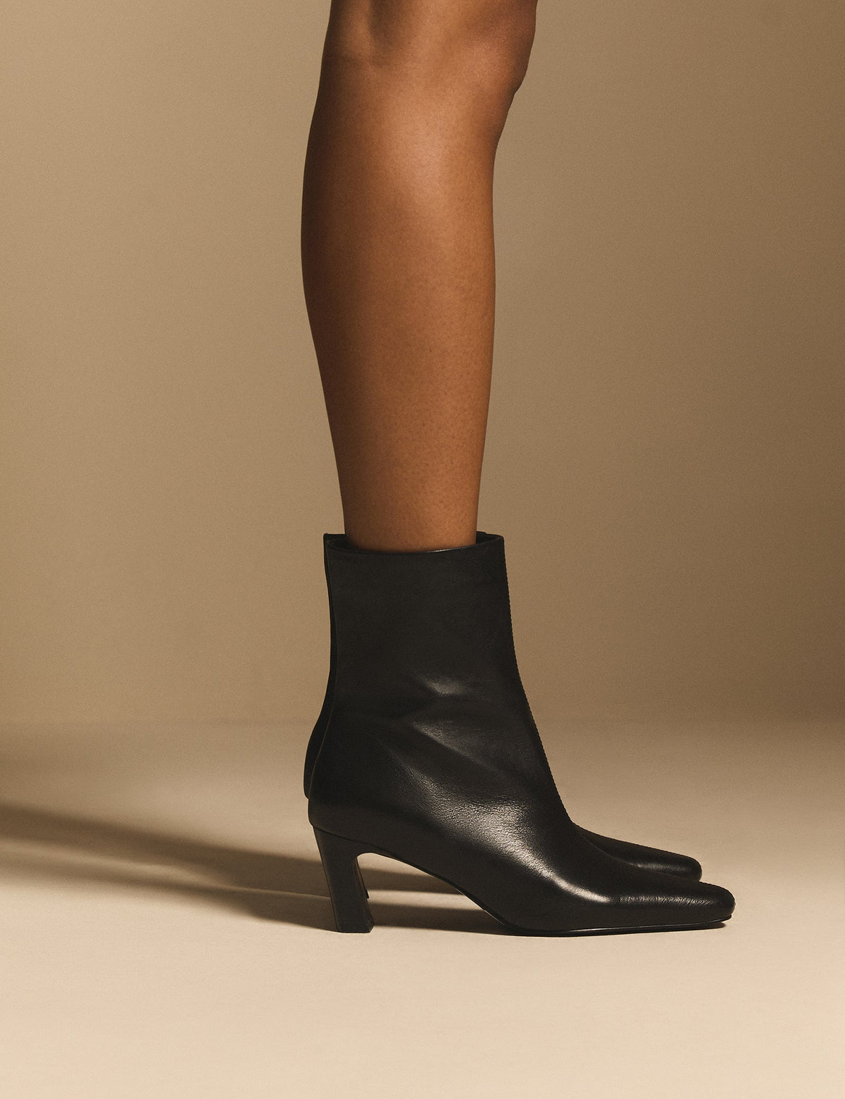 Black Leather Ottilie Ankle Boots