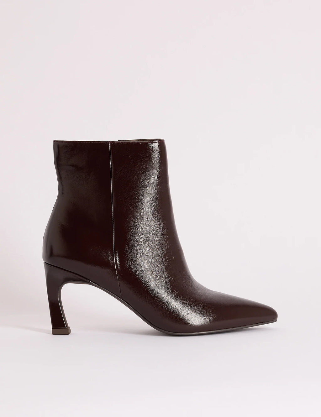 Mahogany Brown Leather Pointed Toe Ankle Boots