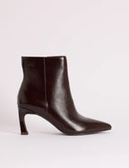 Mahogany Brown Leather Pointed Toe Ankle Boots