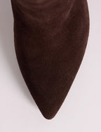 Brown Suede Knee High Heeled Boots