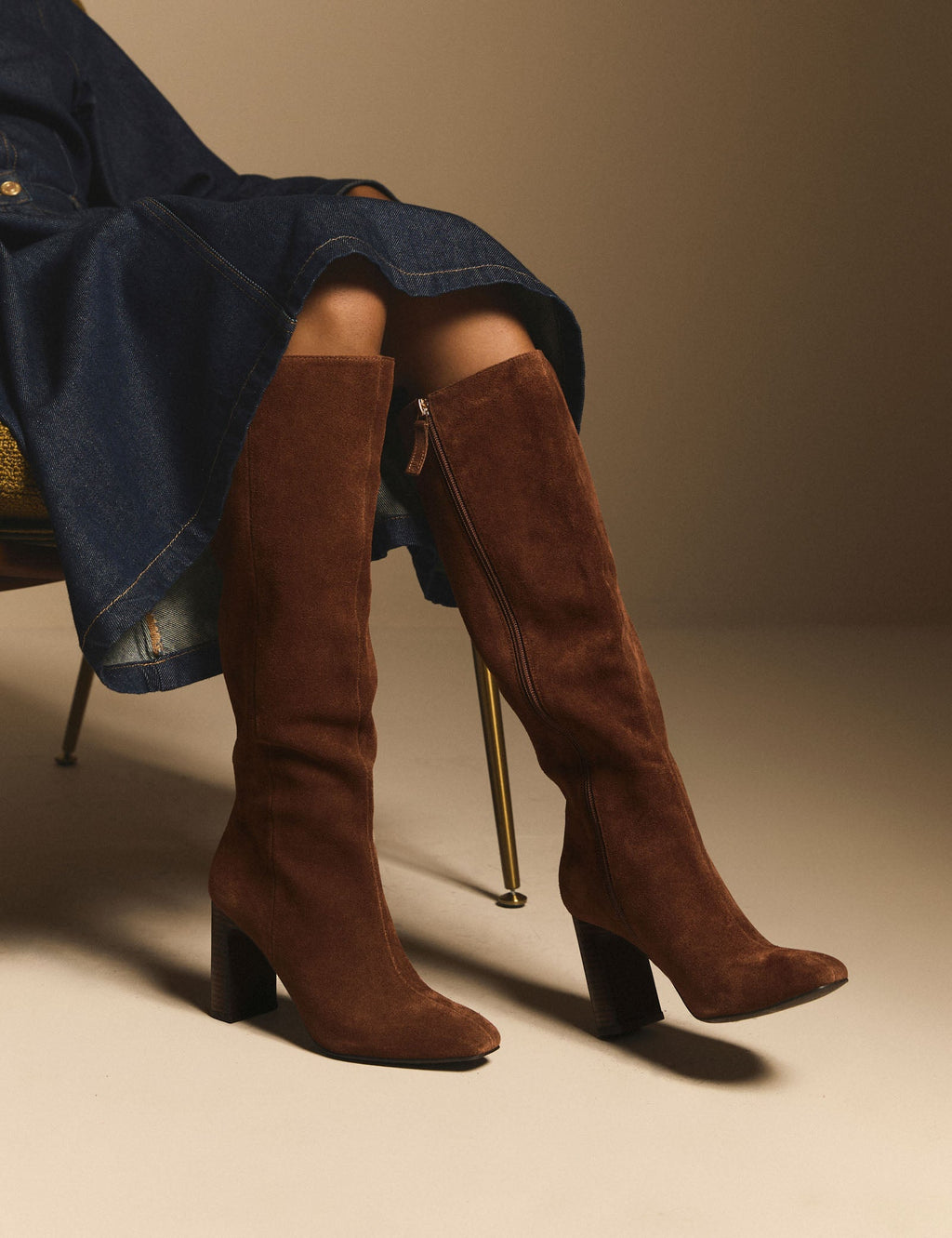 Tan Suede Knee High Boots