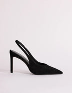 Black Suede Sling Back Heel