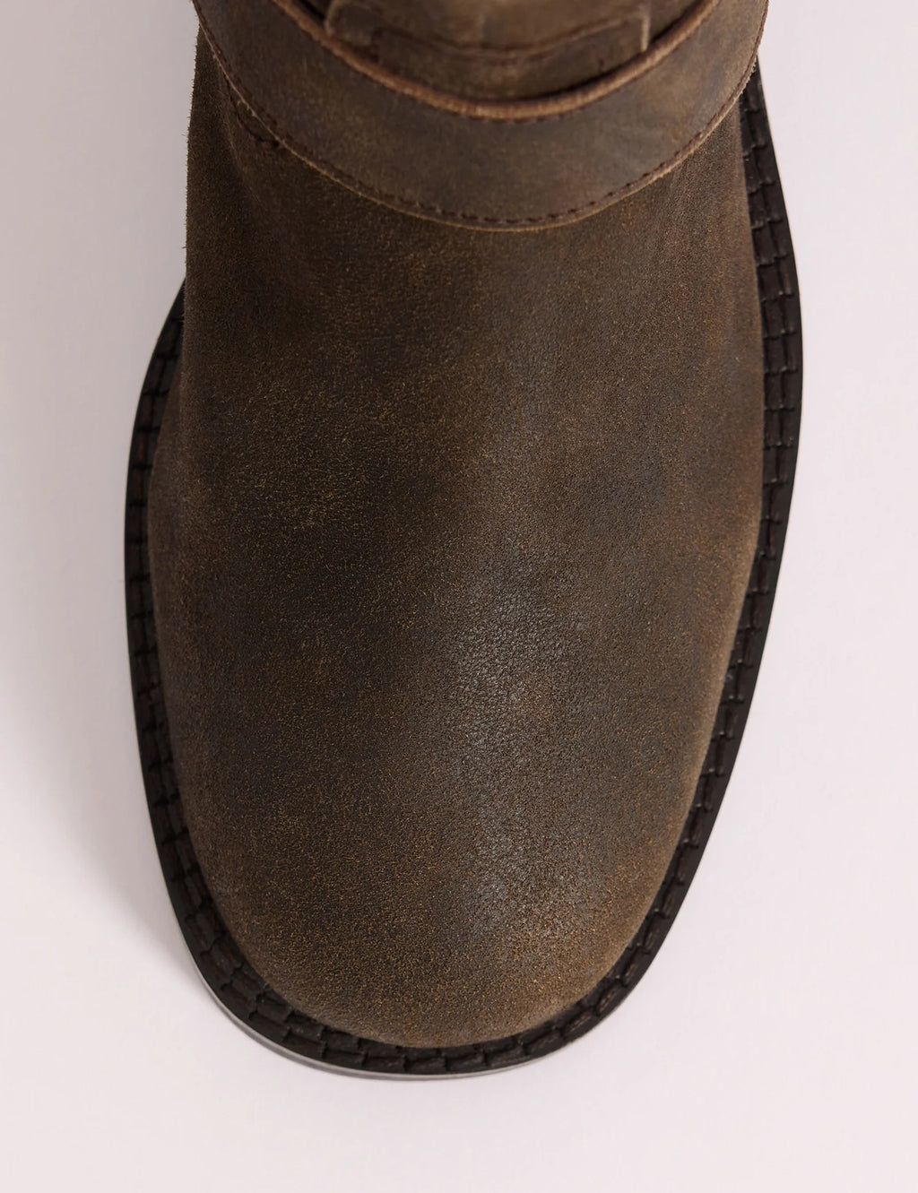 Dark Brown Suede Buckled Boots