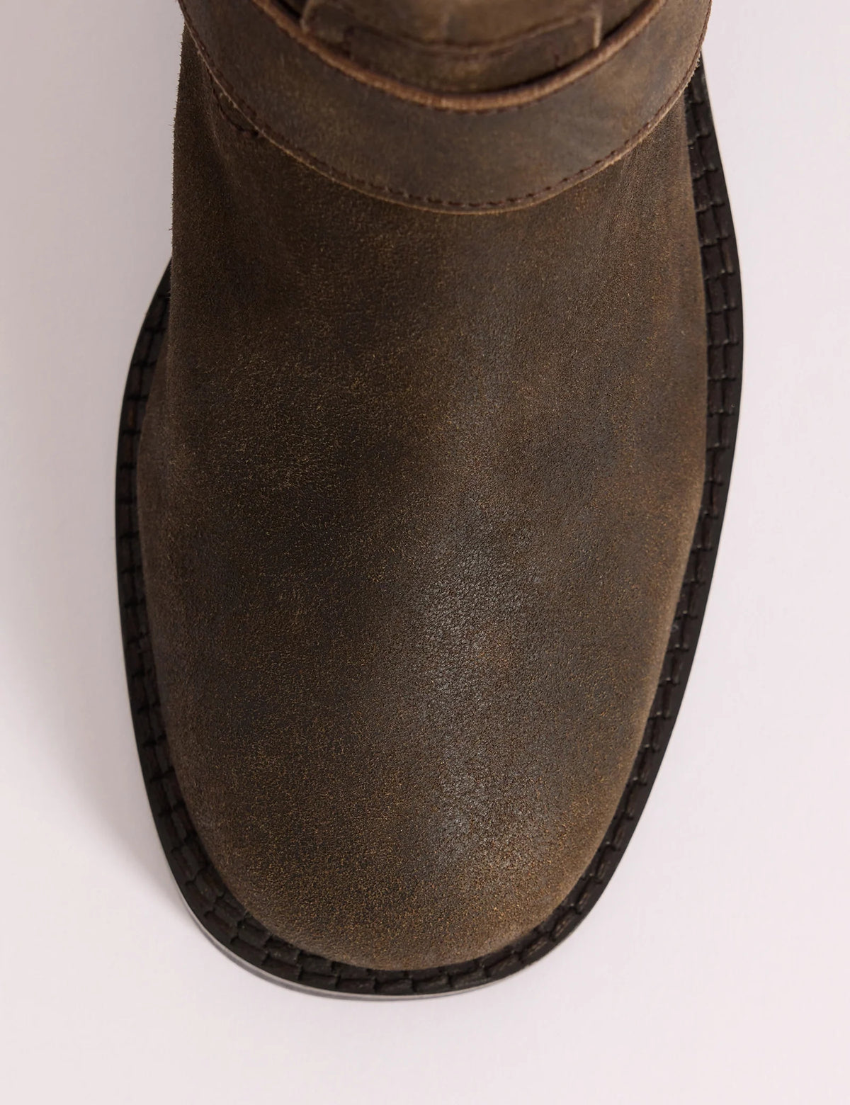 Dark Brown Suede Buckled Boots