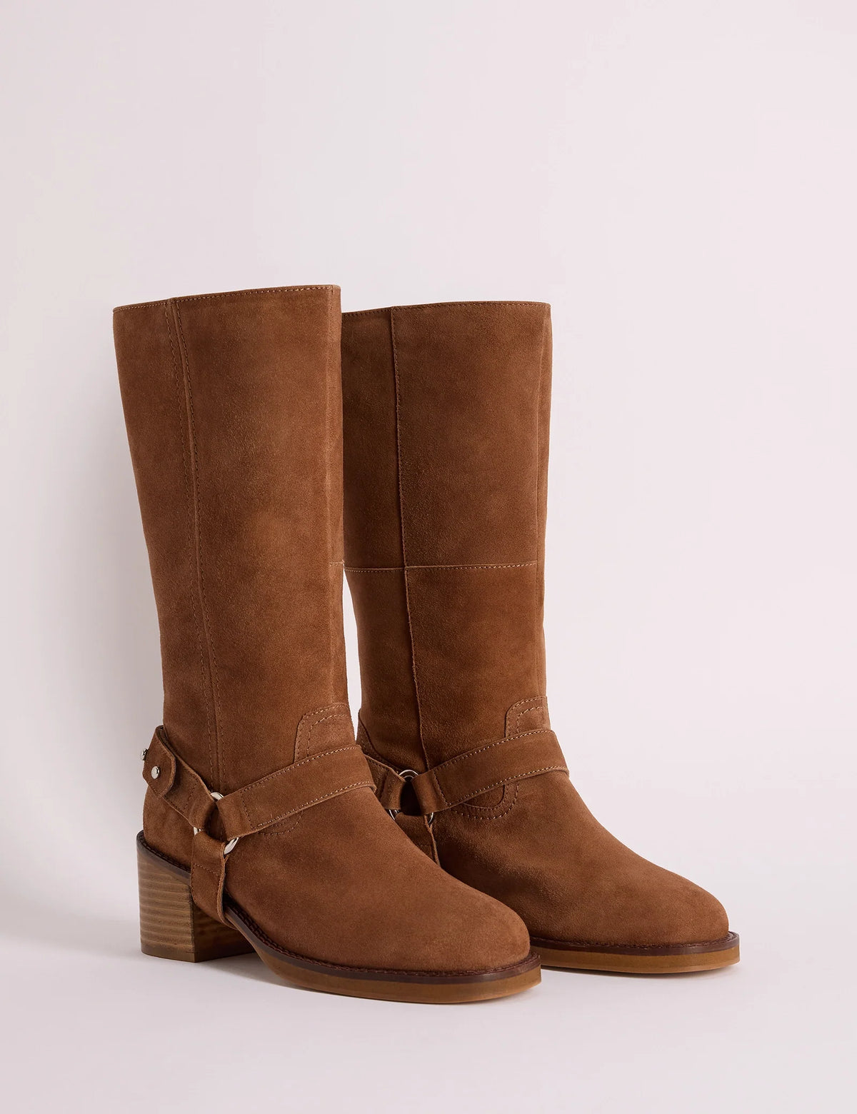 Tan Suede Buckled Boots