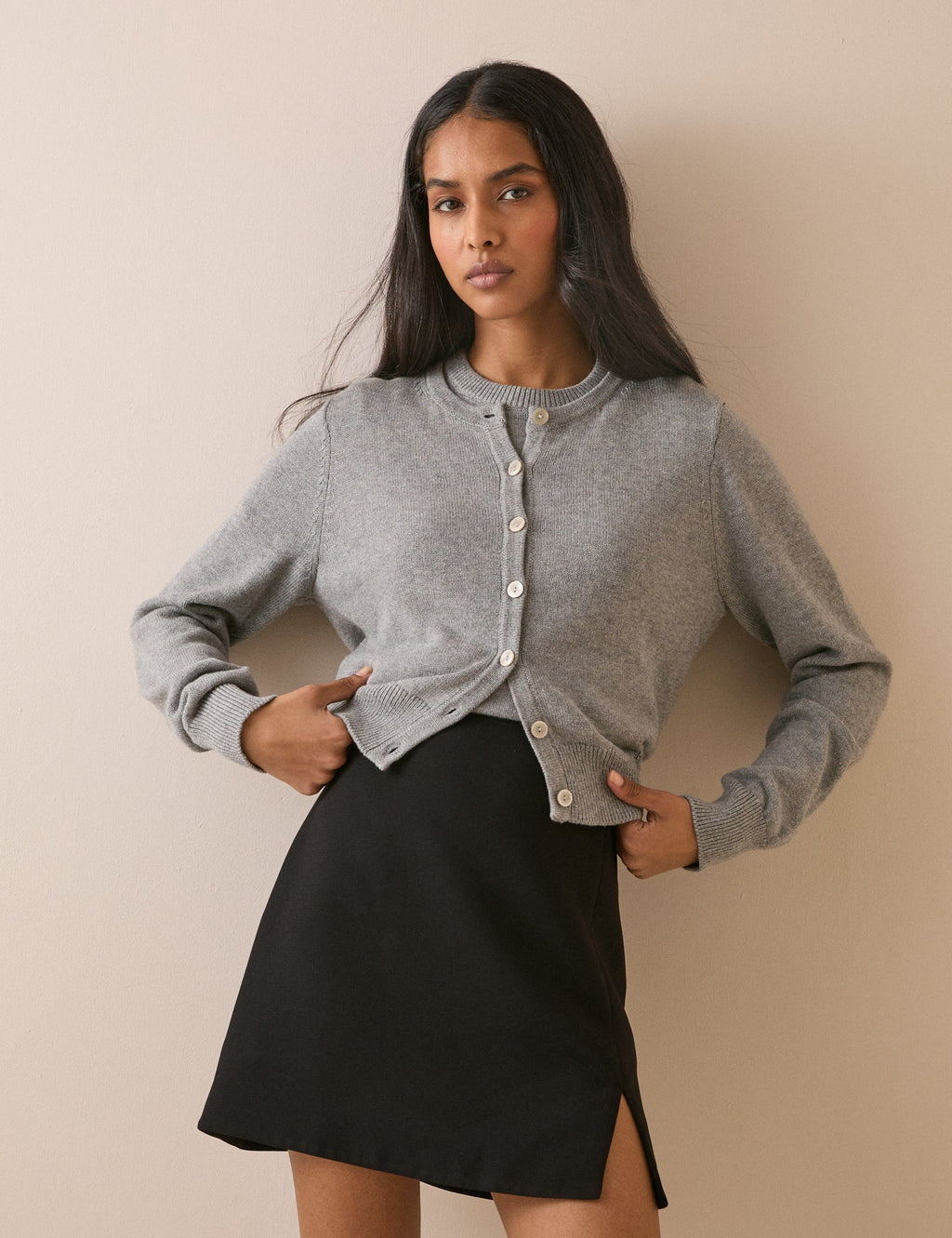 Black Crepe Tailored Mini Skirt