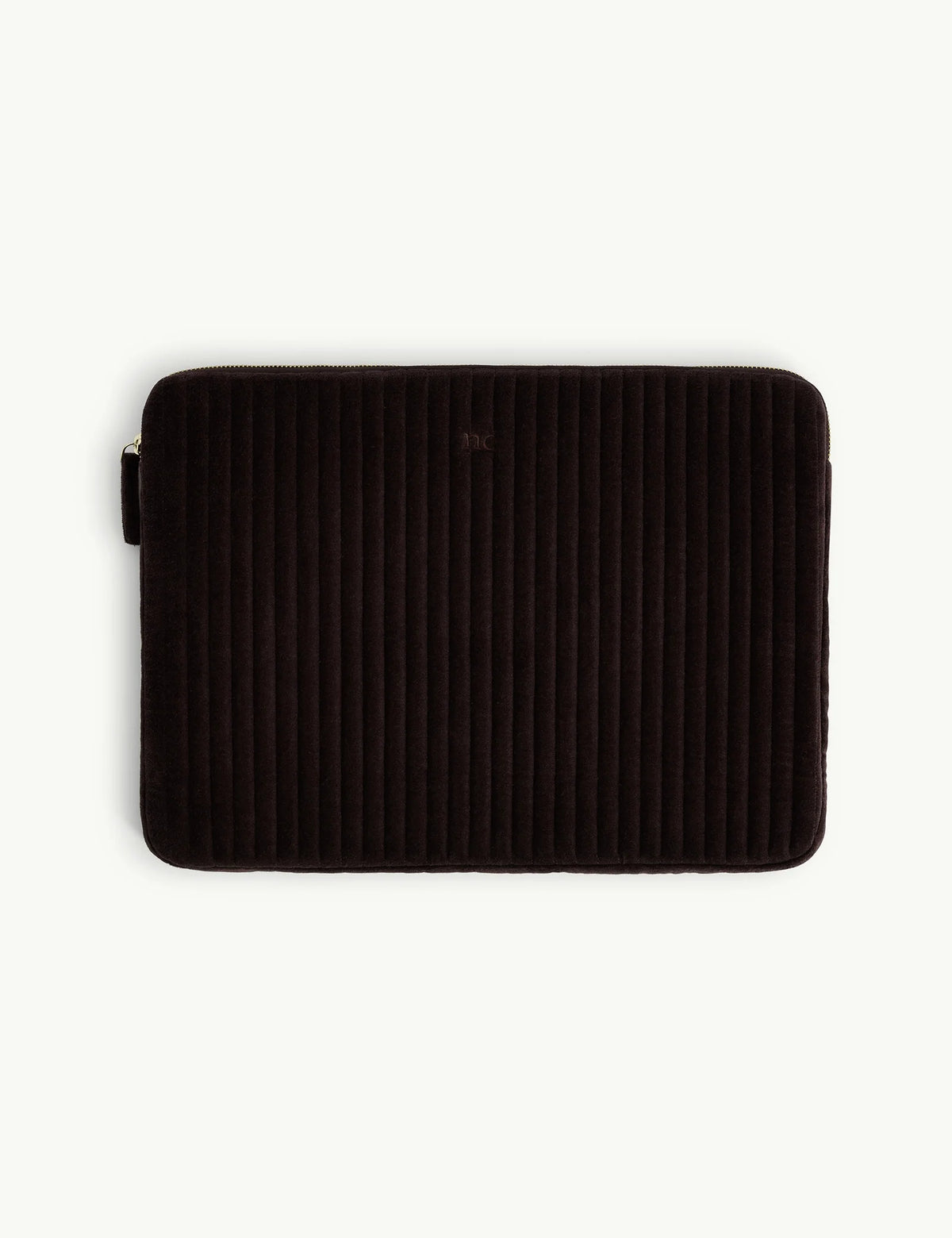Brown Quilted Velvet Laptop Case