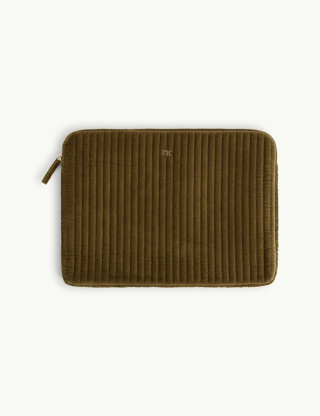 Olive Green Quilted Velvet Laptop Case