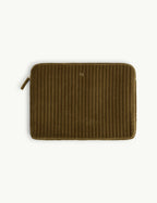 Olive Green Quilted Velvet Laptop Case