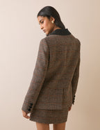 Brown Heritage Check Single Breasted Blazer