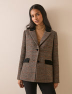 Brown Heritage Check Single Breasted Blazer