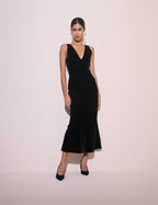 Black Velvet Joey Midi Dress