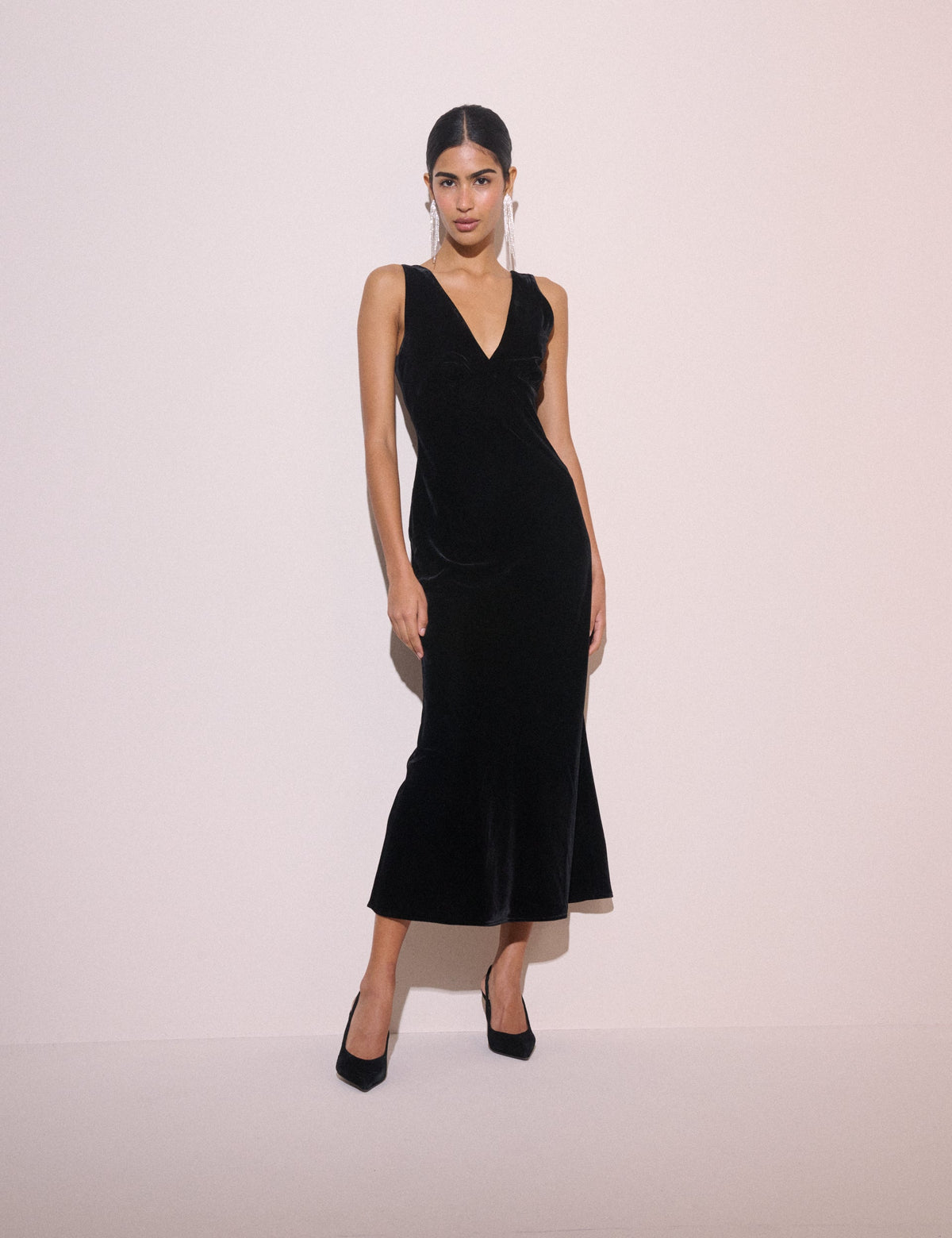 Black Velvet Joey Midi Dress