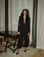 Black Satin Lapel Tuxedo Blazer