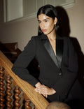 Black Satin Lapel Tuxedo Blazer