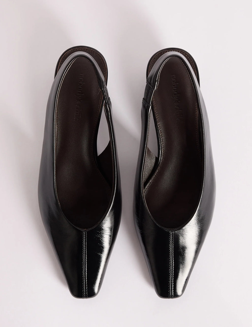 Black Leather Wedge Sling Back Heels