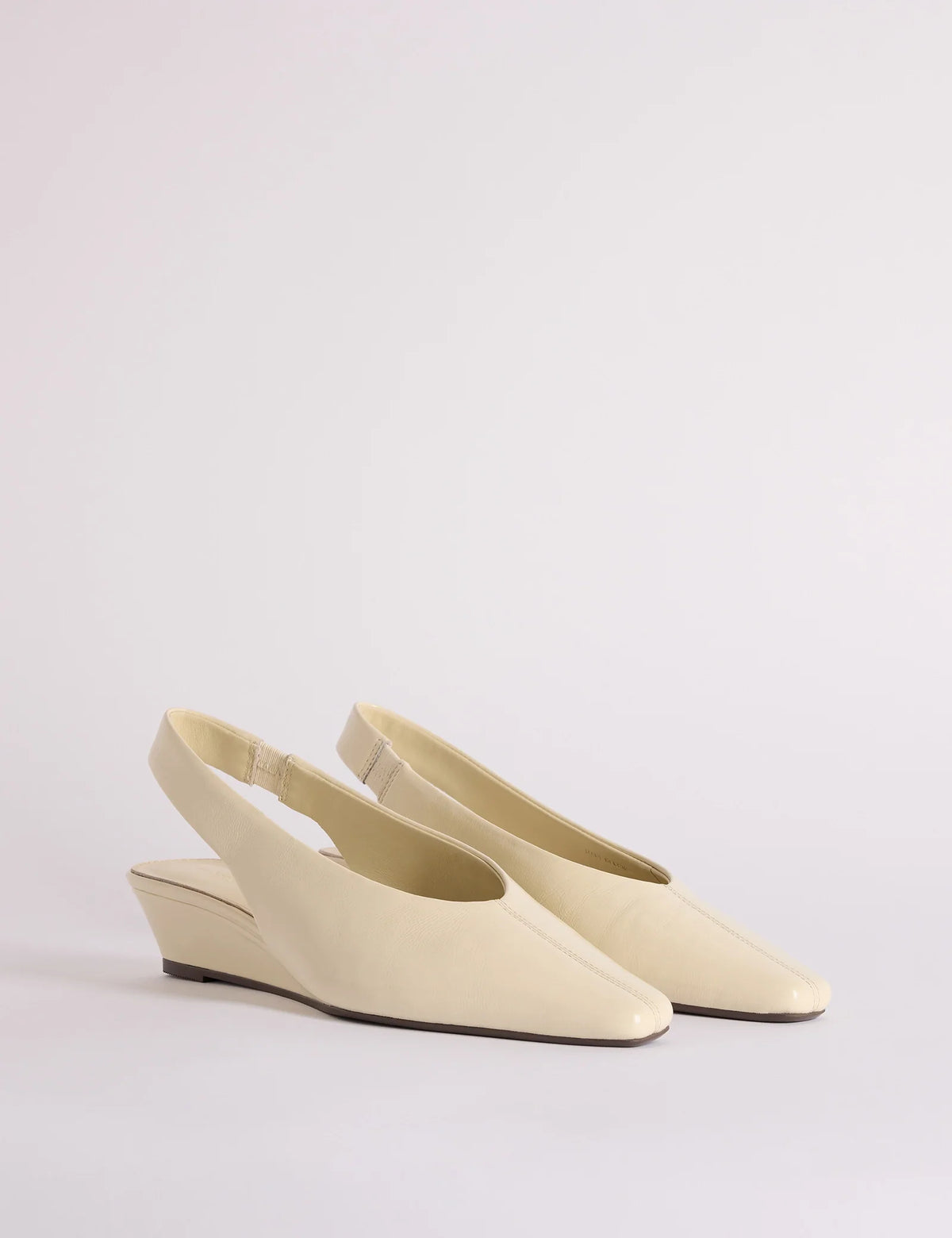 Ivory Leather Wedge Sling Back Heels