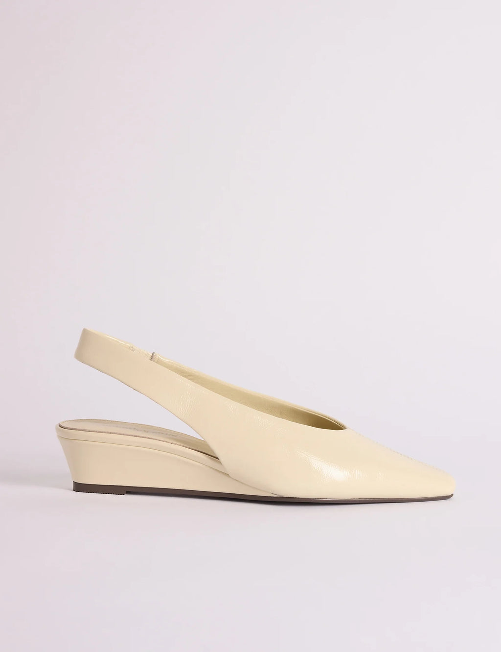Ivory Leather Wedge Sling Back Heels