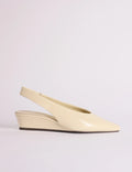 Ivory Leather Wedge Sling Back Heels